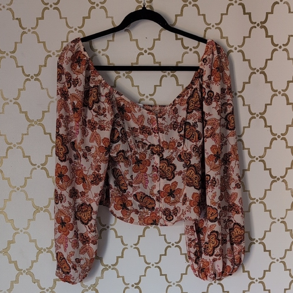Sienna Sky Floral Blouse in Pink and Orange